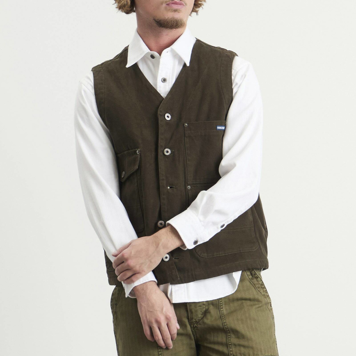 Dubbleware Men's Bradford Multi Pocket Field Vest in Olive