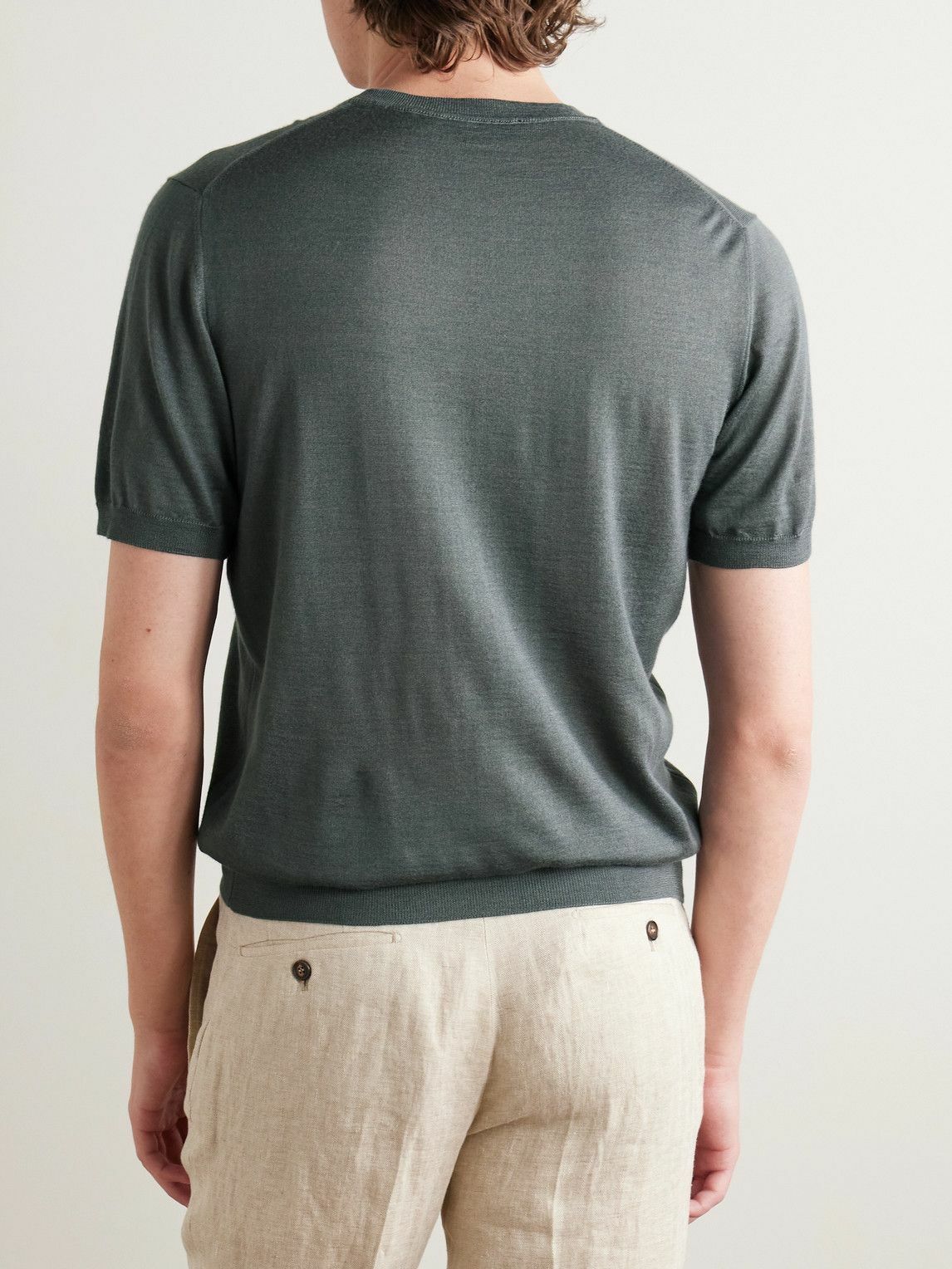 Incotex - Zanone Slim-Fit Cashmere and Silk-Blend T-Shirt - Blue