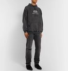 Balenciaga - Oversized Logo-Print Washed Loopback Cotton-Jersey Hoodie - Black