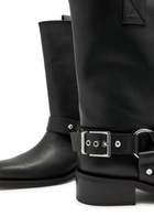 Ganni 40 Faux Leather Mid-calf Biker Boots Black