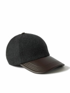 Berluti - Logo-Embroidered Leather-Trimmed Wool Baseball Cap - Gray