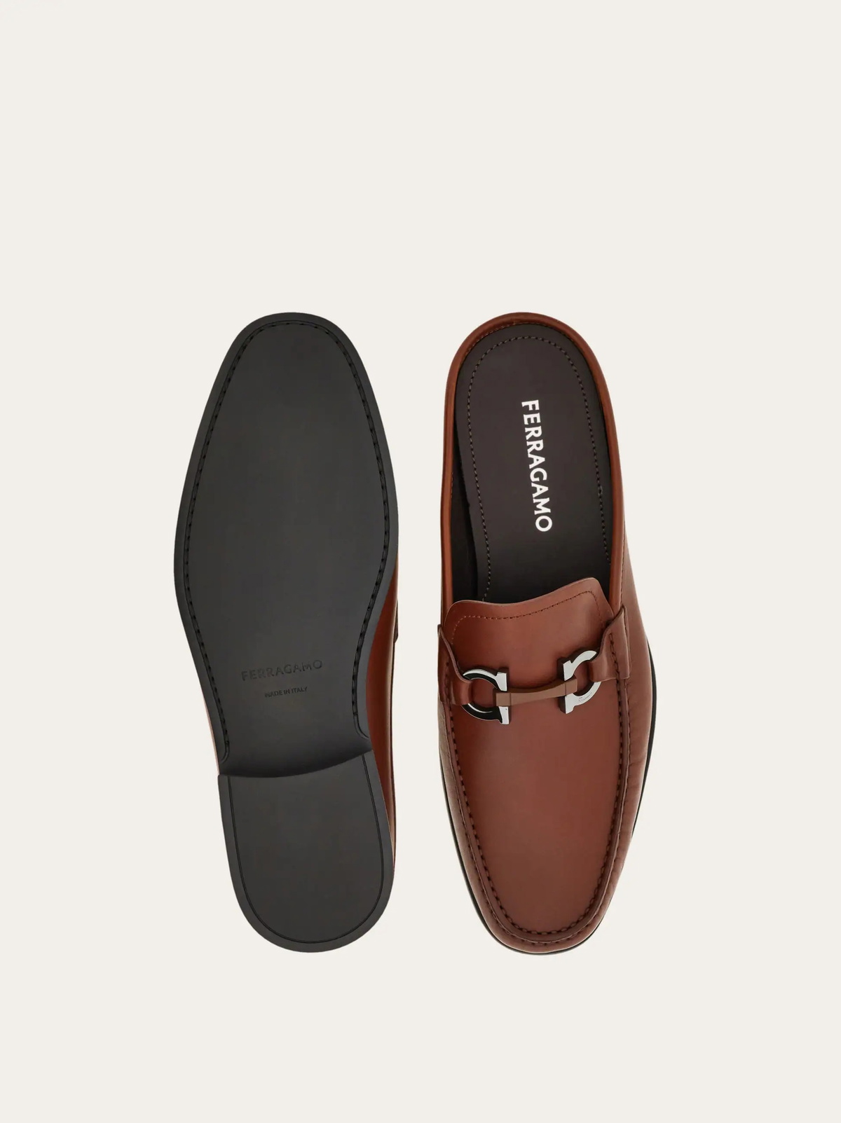 Ferragamo Mens Gancini ornament mule in Brown