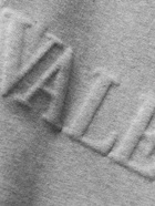 Valentino - Logo-Embossed Cotton-Jersey Hoodie - Gray