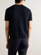 Theory - Breach 2 Cable-Knit Cotton T-Shirt - Blue