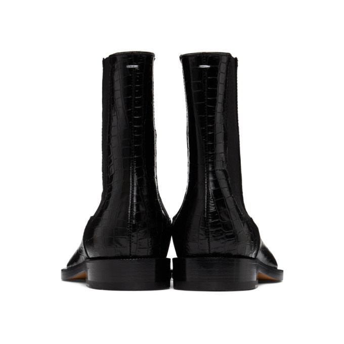 Maison Margiela Black Croc Tabi Chelsea Boots