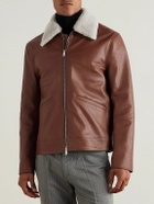 Paul Smith - Shearling-Trimmed Leather Jacket - Brown