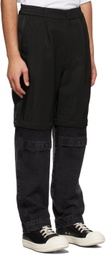 JERIH Black Paneled Colorblock Trousers