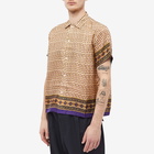 Bode Men's Micro Fleur Short Sleeve Shirt in Gold Multi