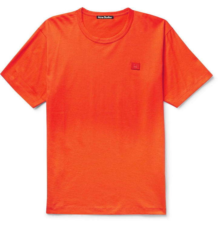 Photo: Acne Studios - Nash Logo-Appliquéd Cotton-Jersey T-Shirt - Orange