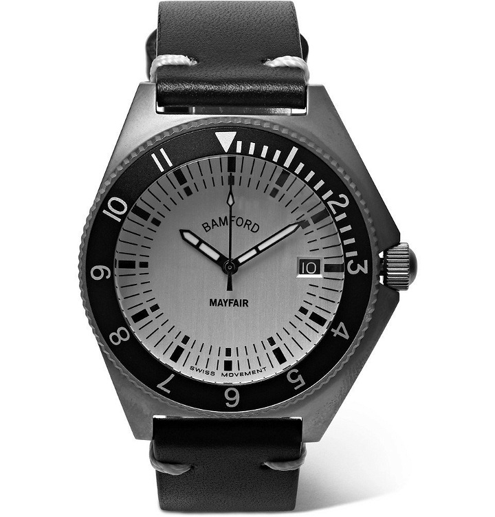 Photo: Bamford Watch Department - Mayfair Brushed Stainless Steel and Leather Watch - Silver