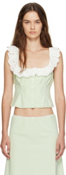 GUIZIO Green Gingham Paloma Lace Top