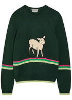 JW Anderson Sheep Striped Cotton-knit Jumper Green