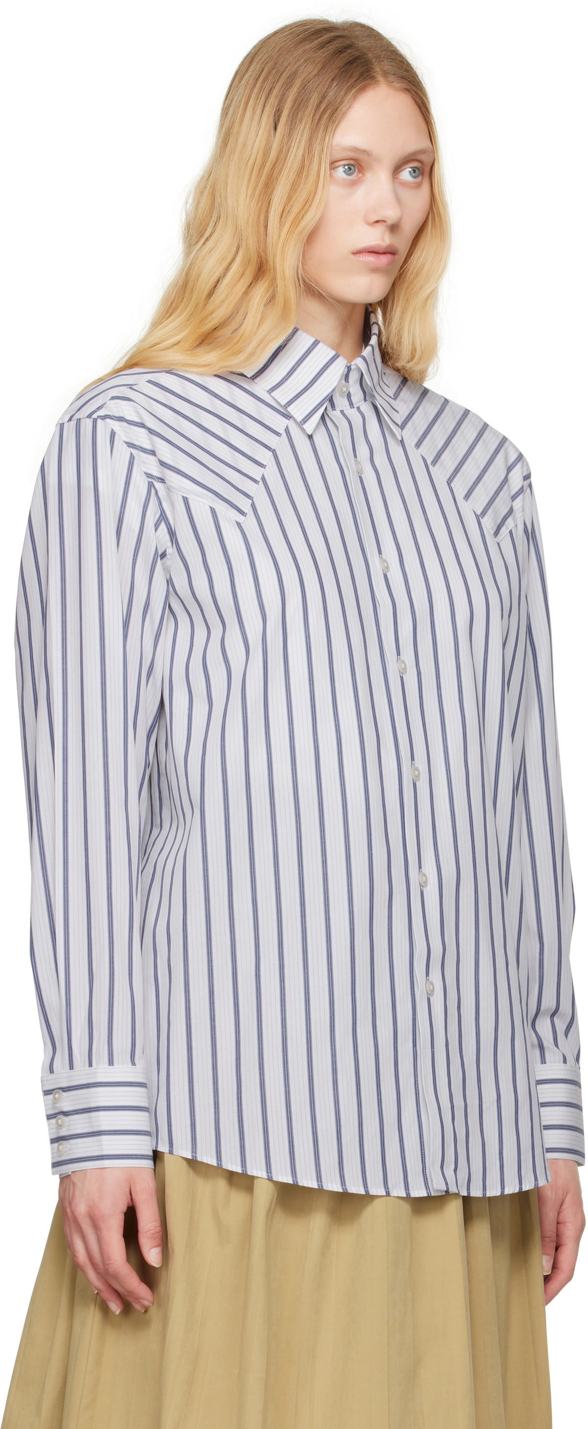 Carter Young White & Blue Western Business Shirt