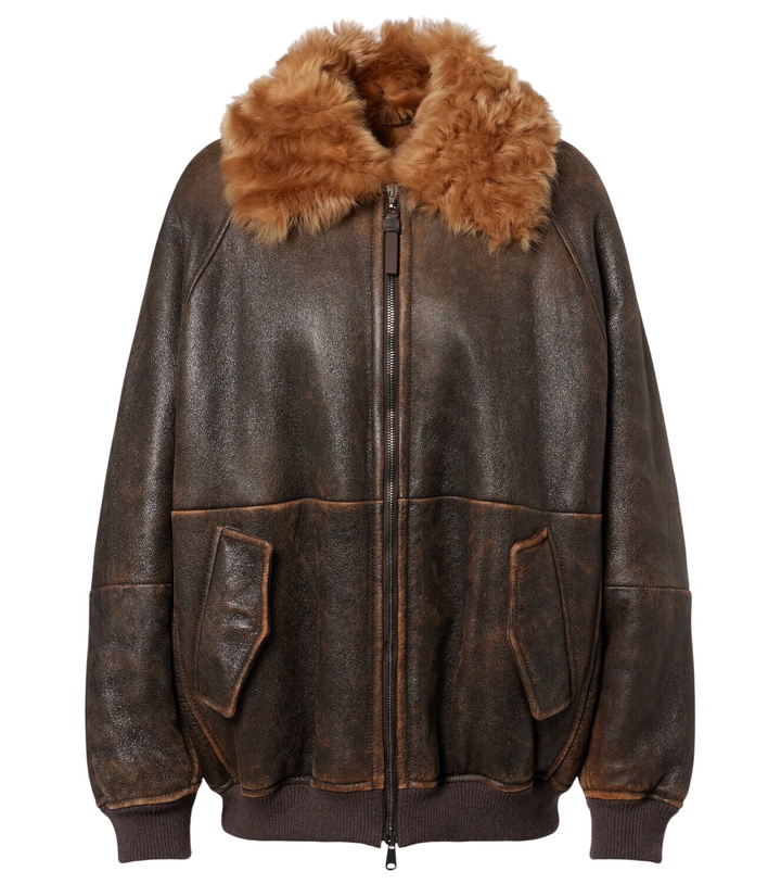 Photo: Brunello Cucinelli Monili shearling-trimmed leather blouson jacket