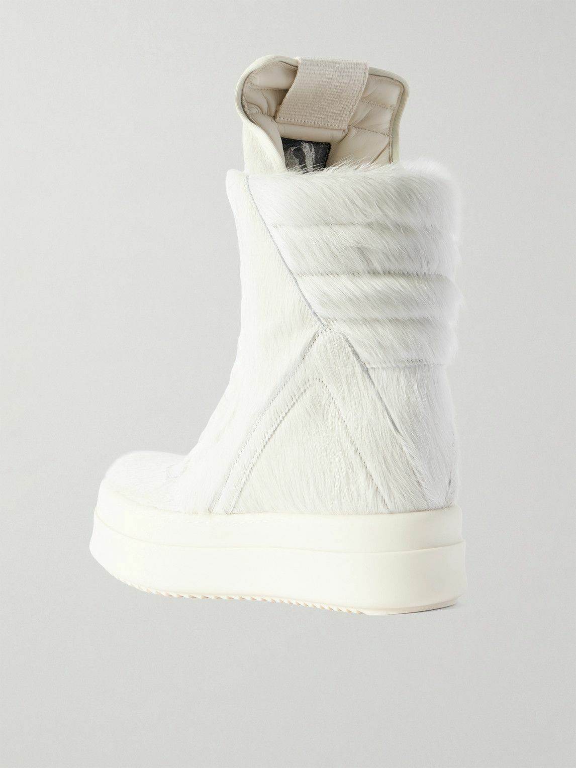 Rick Owens - Mega Geobasket Calf Hair High-Top Sneakers - Neutrals