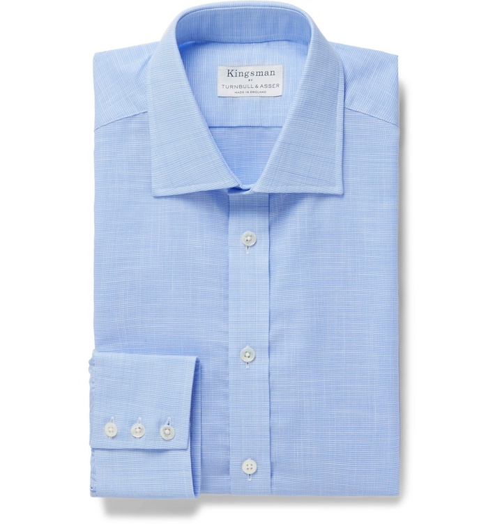 Photo: Kingsman - Turnbull & Asser Houndstooth Cotton-Chambray Shirt - Blue