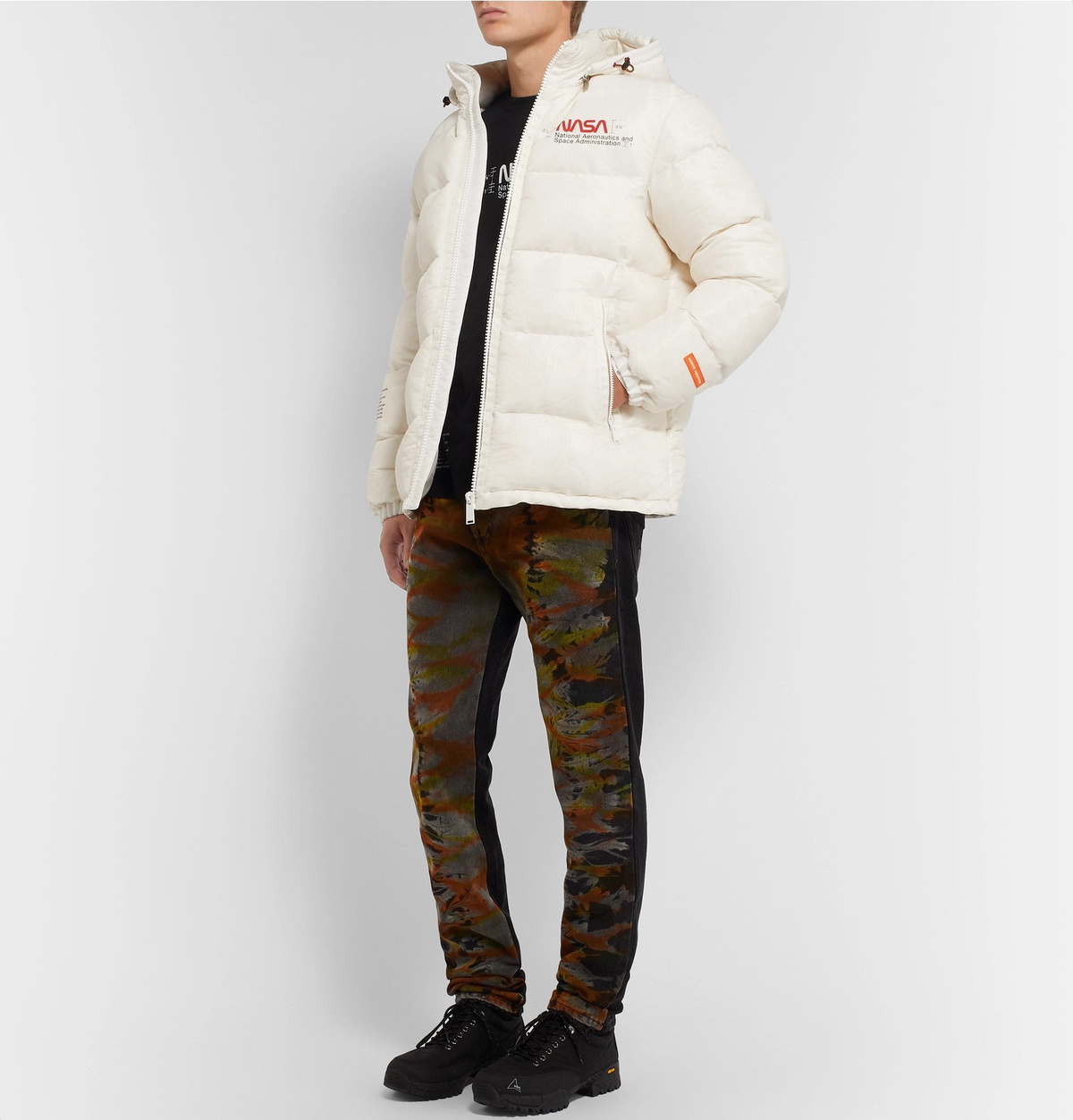 Heron Preston - NASA Slim-Fit Printed Quilted Nylon-Ripstop Hooded Down  Jacket - Neutrals