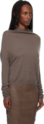 Rick Owens Gray Temple LS Crater Sweater