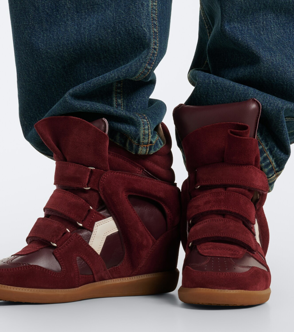 Isabel Marant Bekett leather and suede wedge sneakers