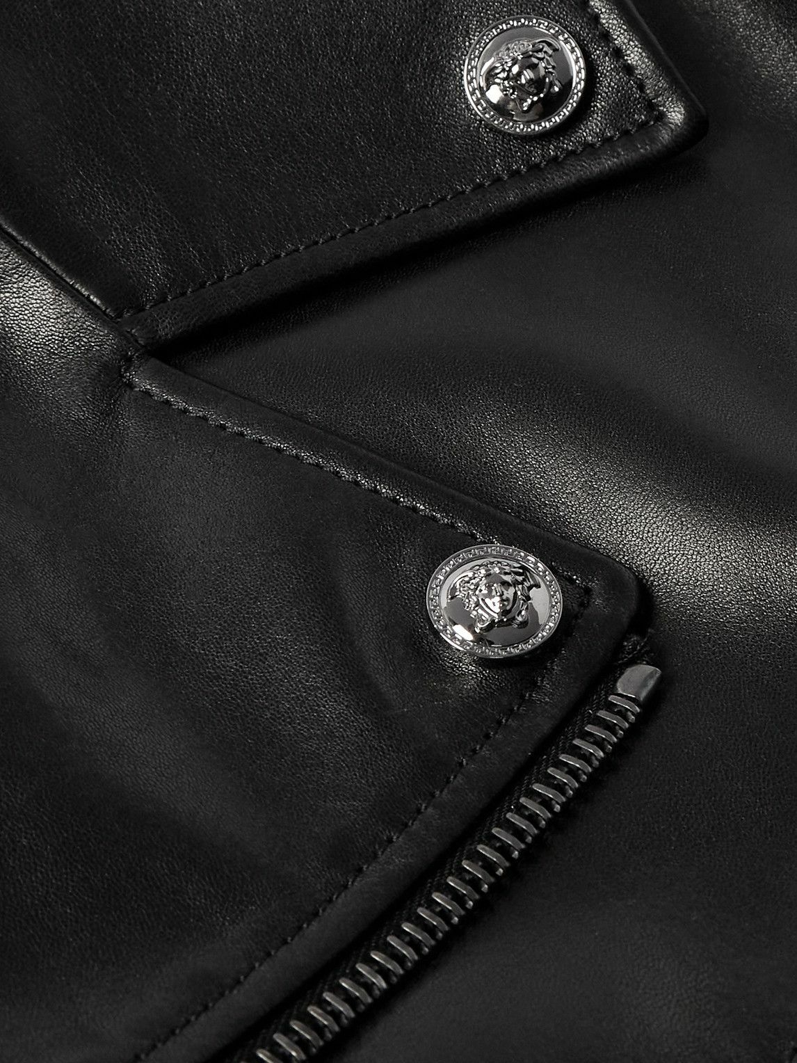 Versace - Leather Biker Jacket - Black
