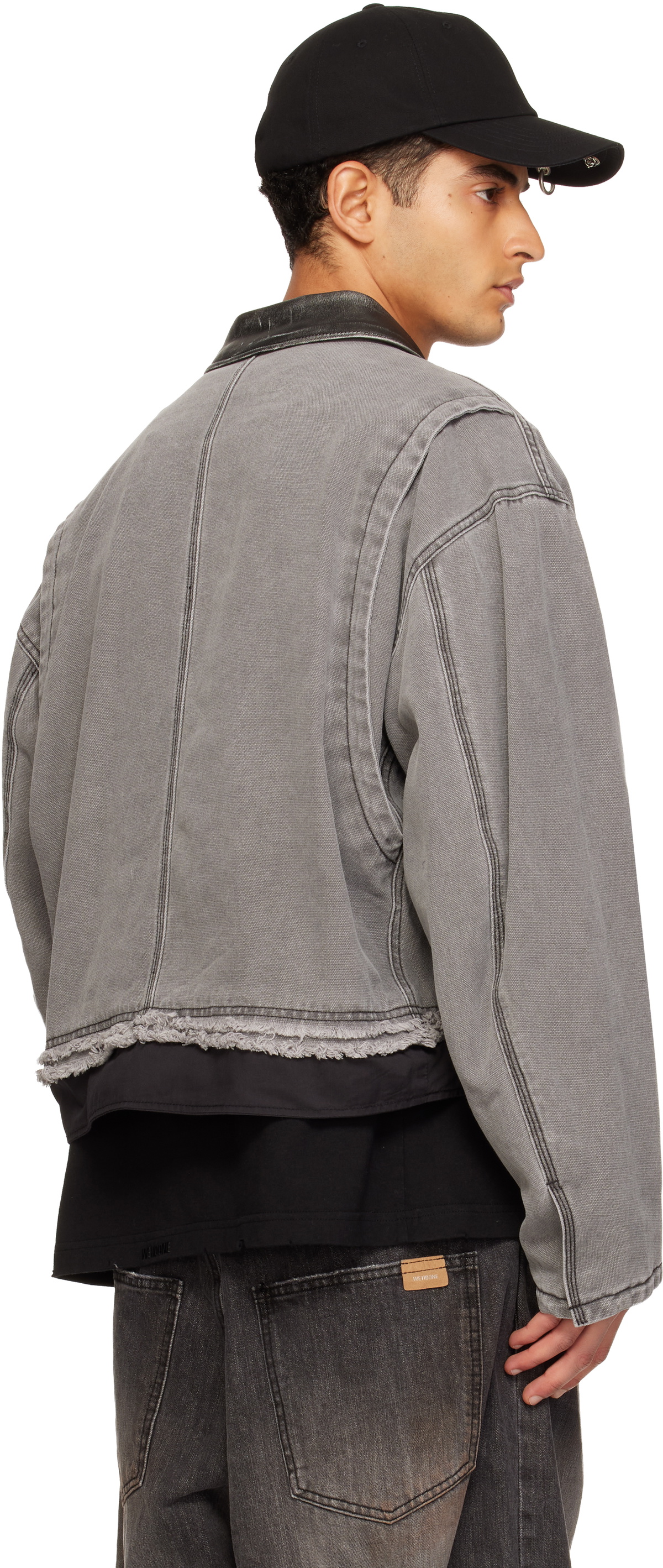 We11done Gray Cut-Out Work Jacket