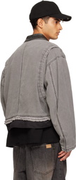 We11done Gray Cut-Out Work Jacket