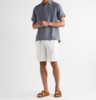 Onia - William Embroidered Linen and Cotton-Blend Polo Shirt - Blue