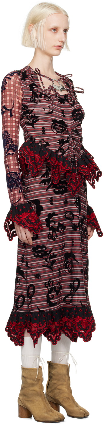 Chopova Lowena Red Sharon Hatch Midi Dress