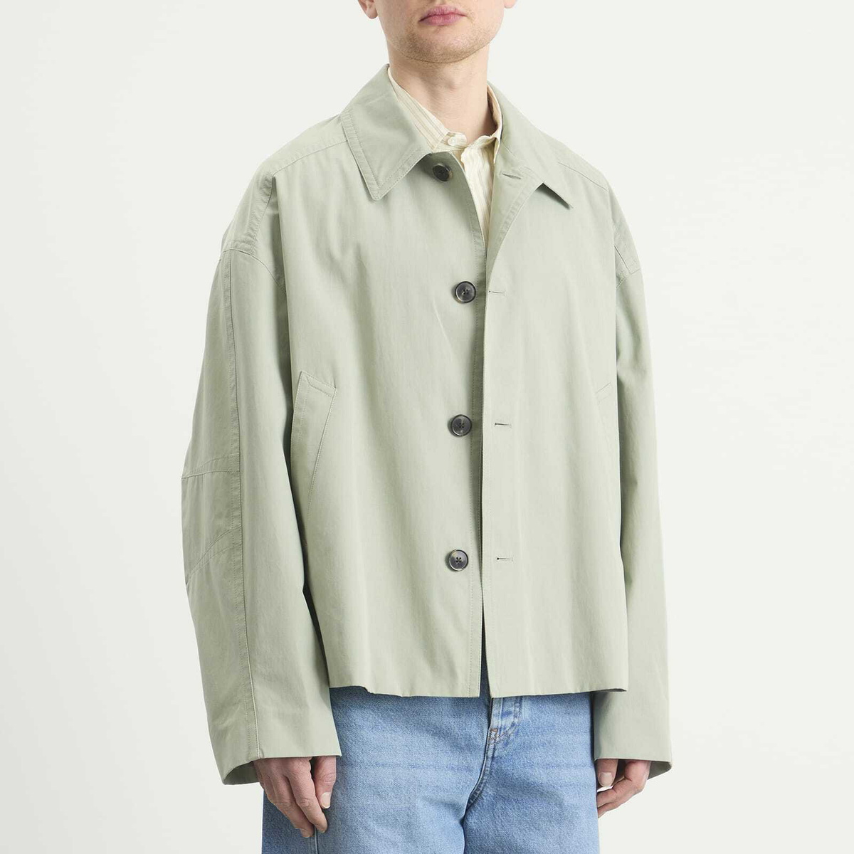 Dries Van Noten Men's Washed Heavyweight Cotton Jacket in Pistache