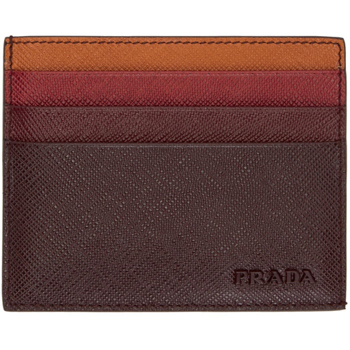 Photo: Prada Brown Colorblocked Saffiano Card Holder 