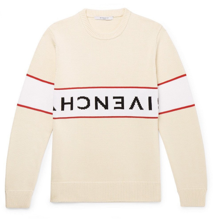 Photo: Givenchy - Logo-Intarsia Cotton Sweater - Men - Off-white