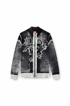Diesel Treated zip cardigan with griffin motif - Knitwear Mens in Multicolor