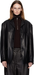 LEMAIRE Black Single Breasted Leather Jacket