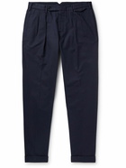 Incotex - Straight-Leg Pleated Cotton Trousers - Blue