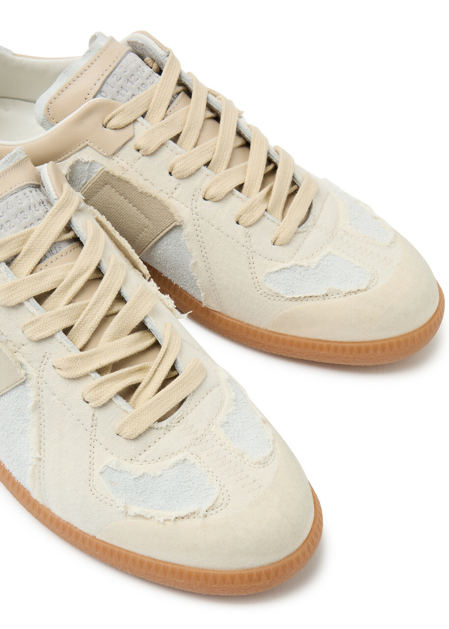 Maison Margiela Replica Panelled Canvas Sneakers Cream
