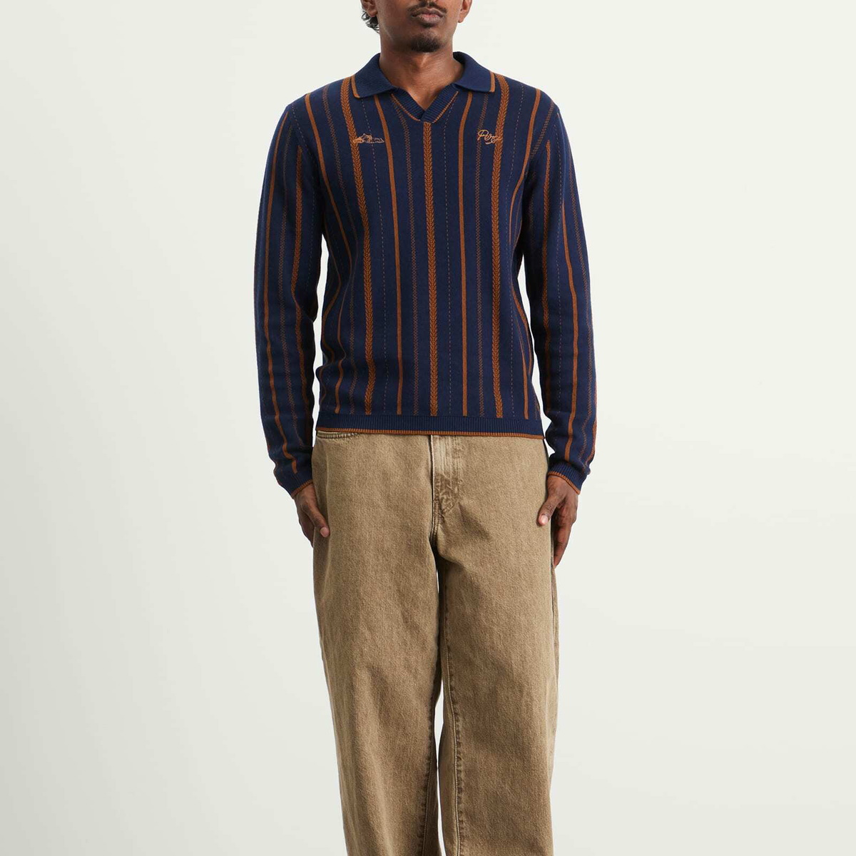Percival Men's Citation Knitted Football Shirt in Navy