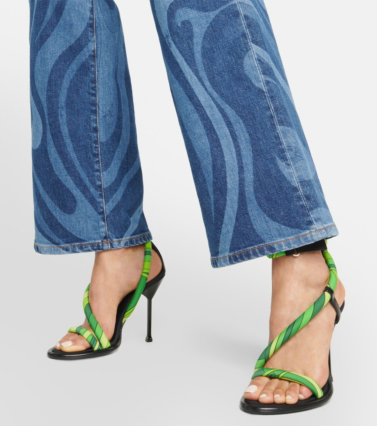 Pucci Leather-trimmed silk sandals Emilio Pucci