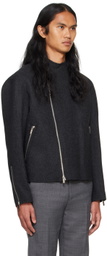 System Gray Double Faced Wool Biker Jacket