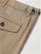 Dunhill - Straight-Leg Pleated Cotton-Blend Chinos - Neutrals