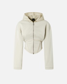 Pinko Bustier Sweatshirt With Hood And Zip Bone White