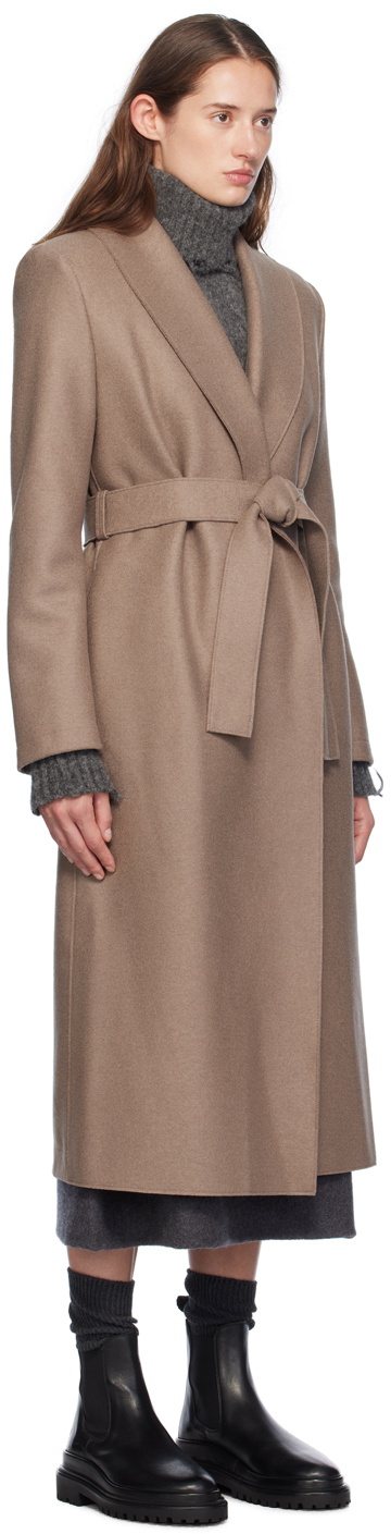 Harris Wharf London Taupe Shawl Collar Coat