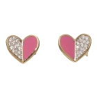 Adina Reyter Gold and Pink Ceramic Pave Folded Heart Earrings