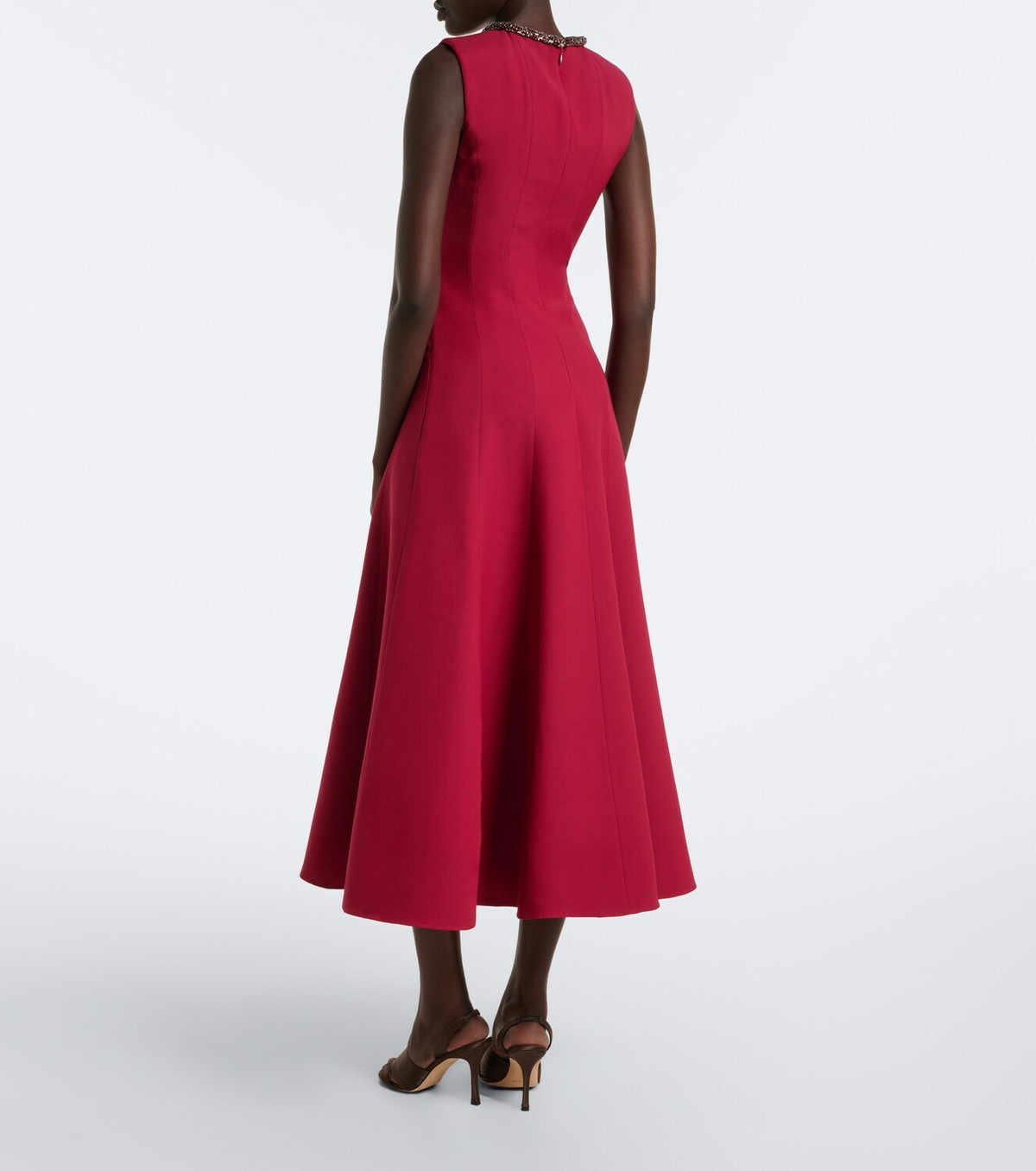 Roland Mouret Embellished wool and silk midi dress