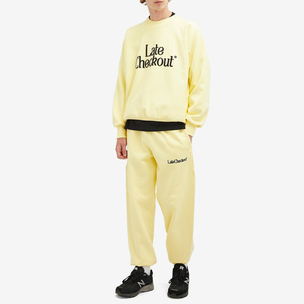 Late Checkout Men's LC Logo Sweat Pants in Yellow