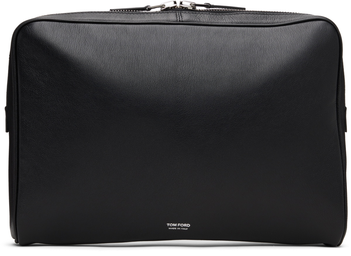 TOM FORD Black Grain Leather Minimal Laptop Pouch
