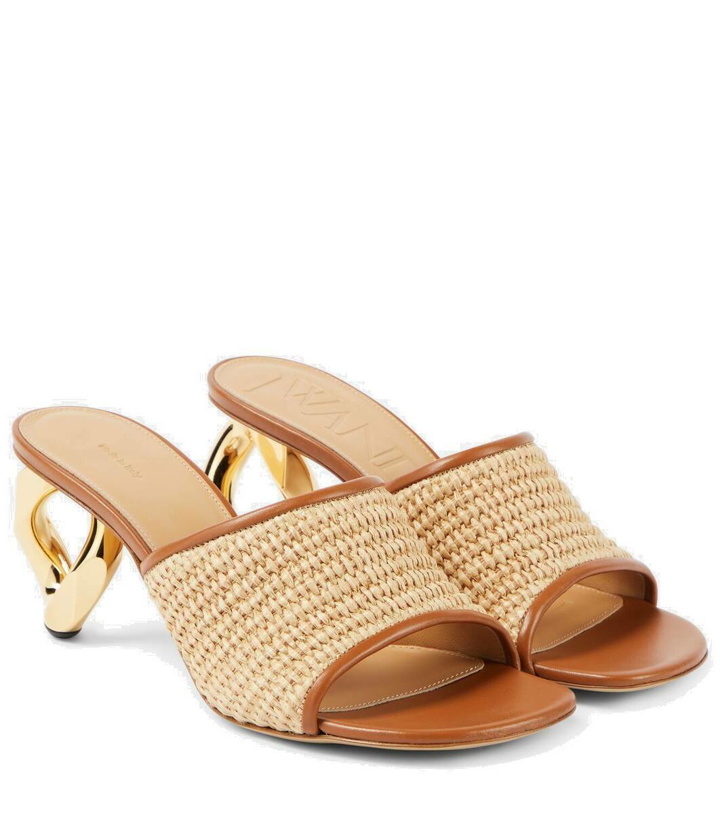 Photo: JW Anderson Chain Heel leather-trimmed raffia sandals