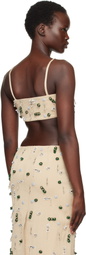 Christopher Esber Beige Embla Beaded Bandeau Tank Top