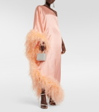 Taller Marmo Ubud feather-trimmed silk maxi dress
