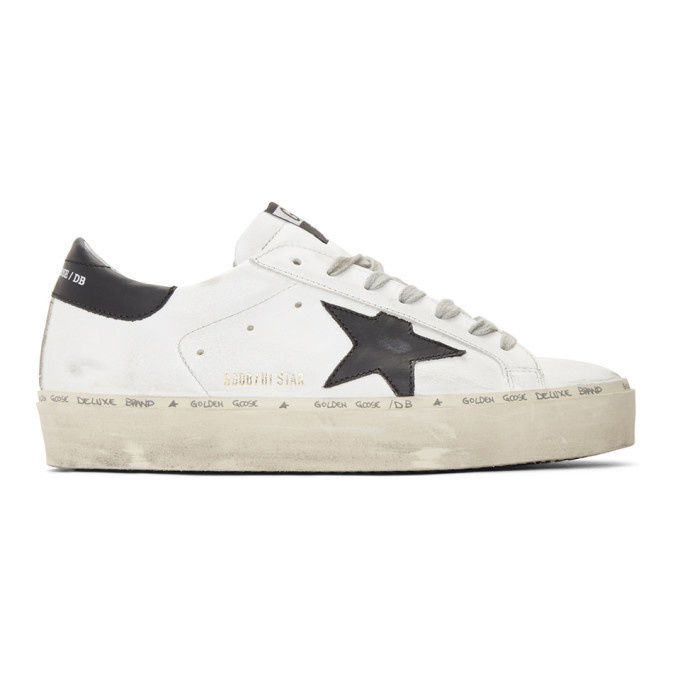 Photo: Golden Goose White and Black Hi Star Sneakers