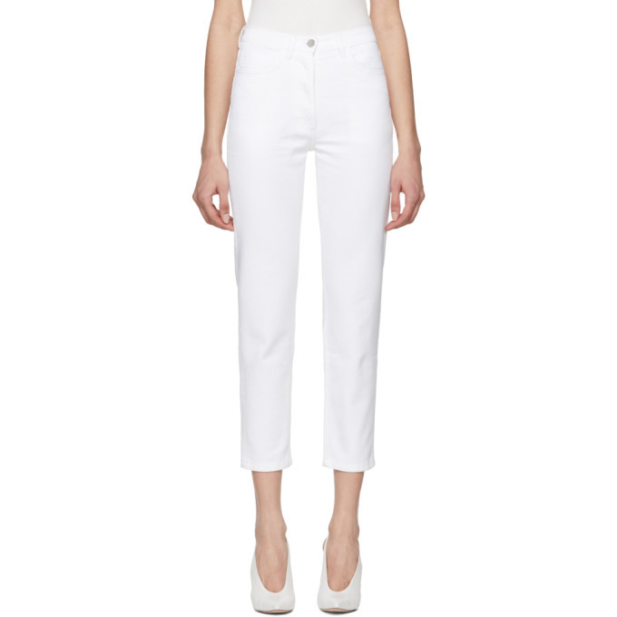 A-Plan-Application White Straight Cropped Jeans